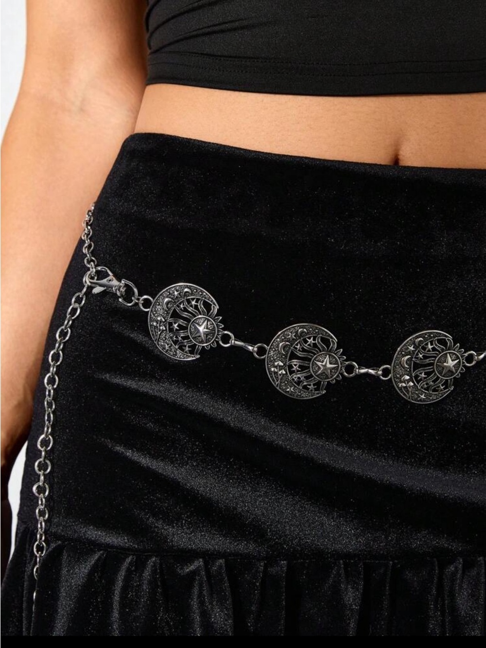 Silver Celestial Moon & Star Chain Belt NEW ๐ท๏ธ - Picture 2 of 4